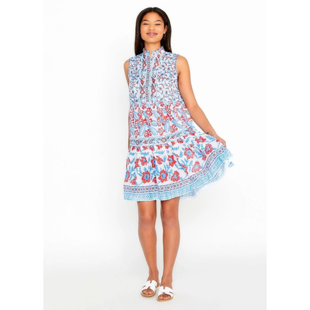 BELLA TU Fiona Short Tier Dress, Poppy